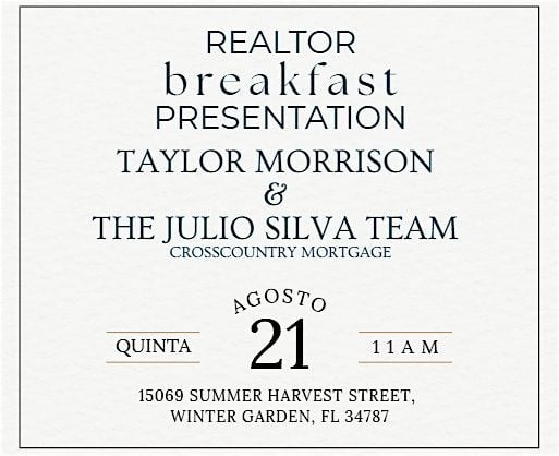 Taylor Morrison & The Julio Silva Team - CrossCountry Mortgage, 21 August | Event in Winter Garden | AllEvents