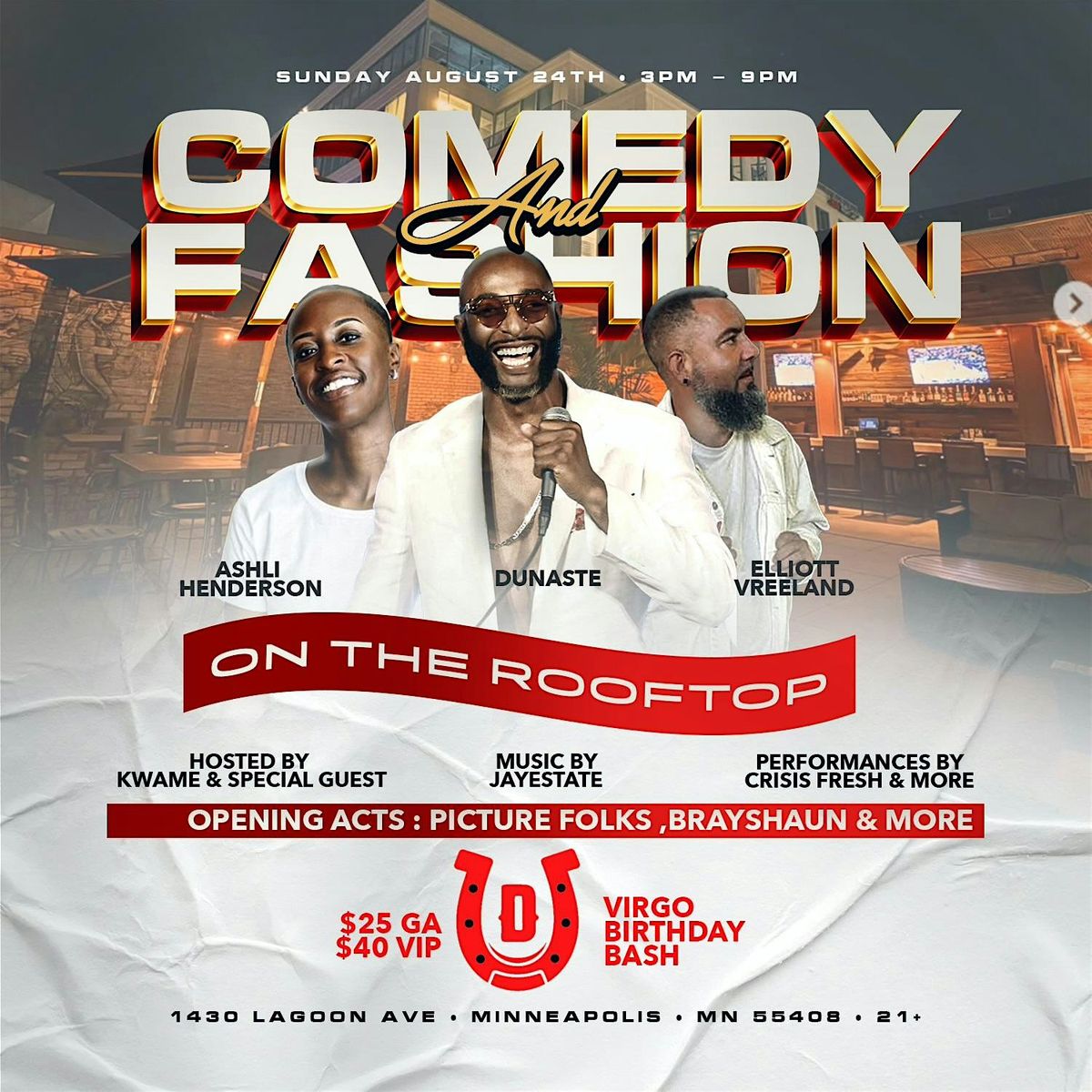 Comedy & Fashion Show on the Rooftop : Virgo Bash ‼️, 24 August | Event in Minneapolis | AllEvents