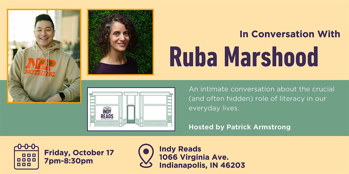 In Conversation With: Ruba Marshood, 17 October | Event in Indianapolis | AllEvents
