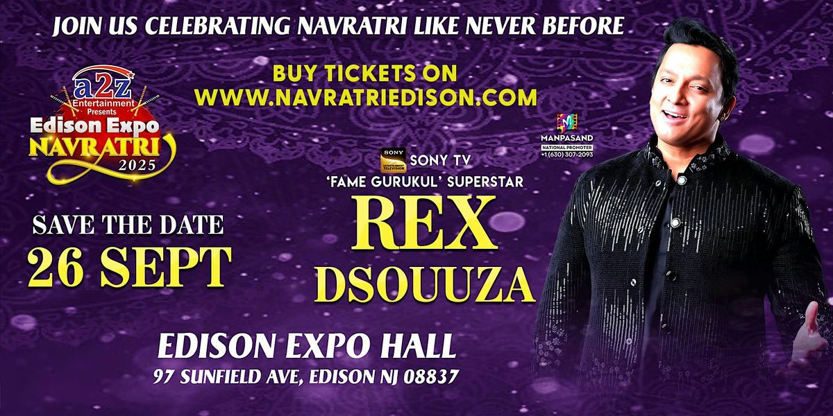 Navratri With Rex Dsouuza @ EDISON EXPO NEW JERSEY, 26 September | Event in Edison | AllEvents