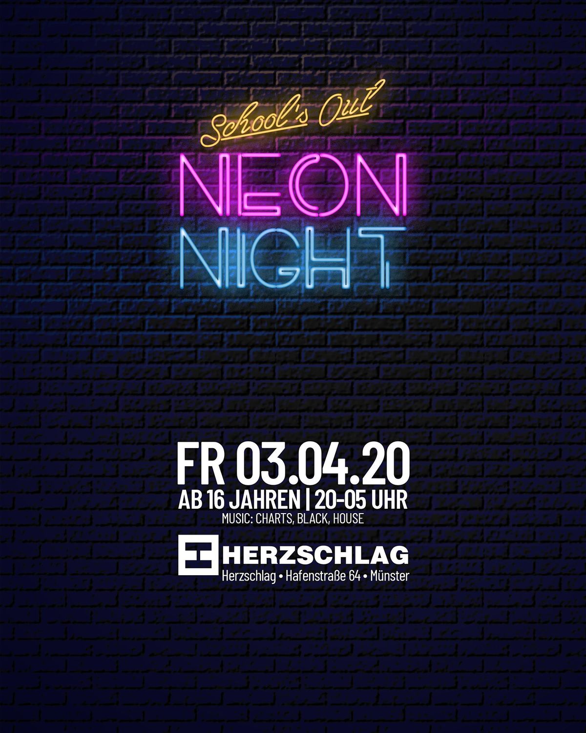 Schools Out Neon Night Ab 16 J At Club Herzschlag Munster