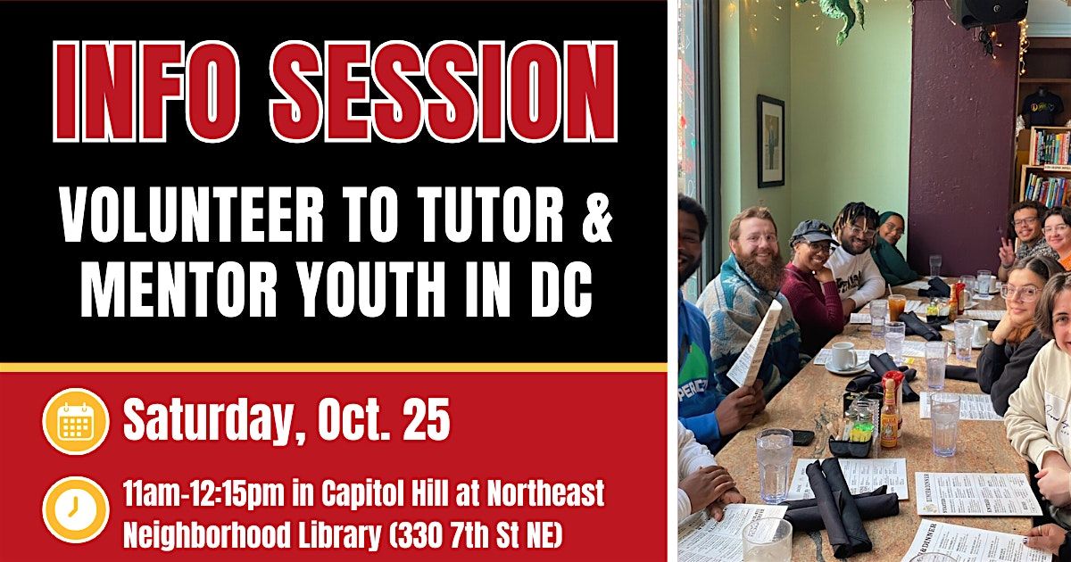 Capitol Hill DC Tutoring & Mentoring Info Session, 25 October | Event in Washington | AllEvents