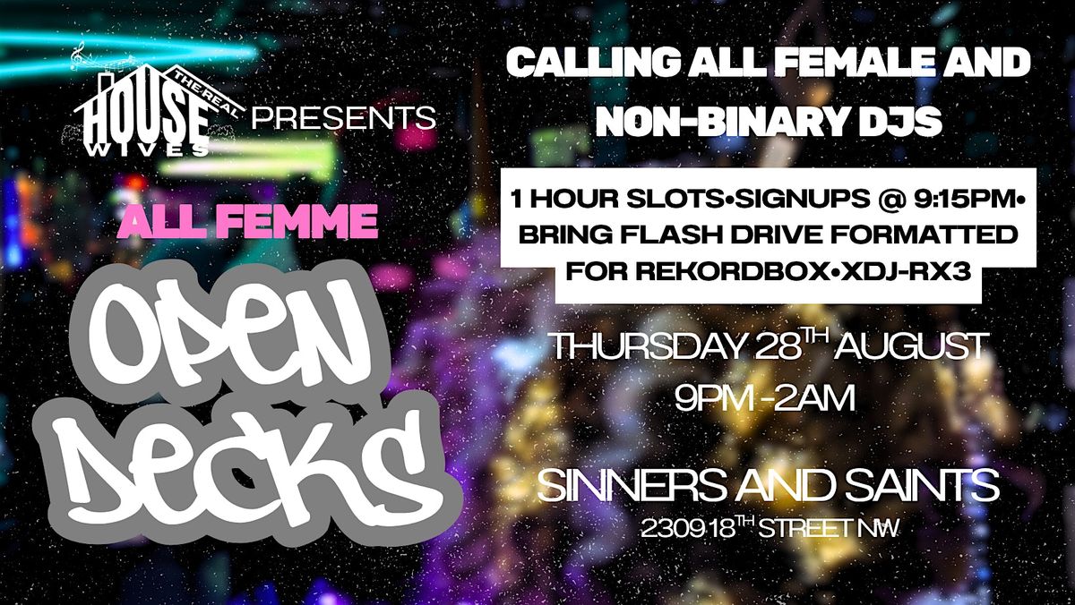All Femme Open Decks, 28 August | Event in Washington | AllEvents