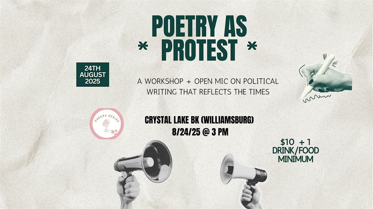 Poetry as Protest: a Writing Workshop + Open mic, 24 August | Event in Brooklyn | AllEvents