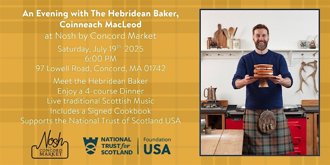 An Evening with The Hebridean Baker: Stories, Music & a Scottish Feast, 19 July | Event in Concord | AllEvents