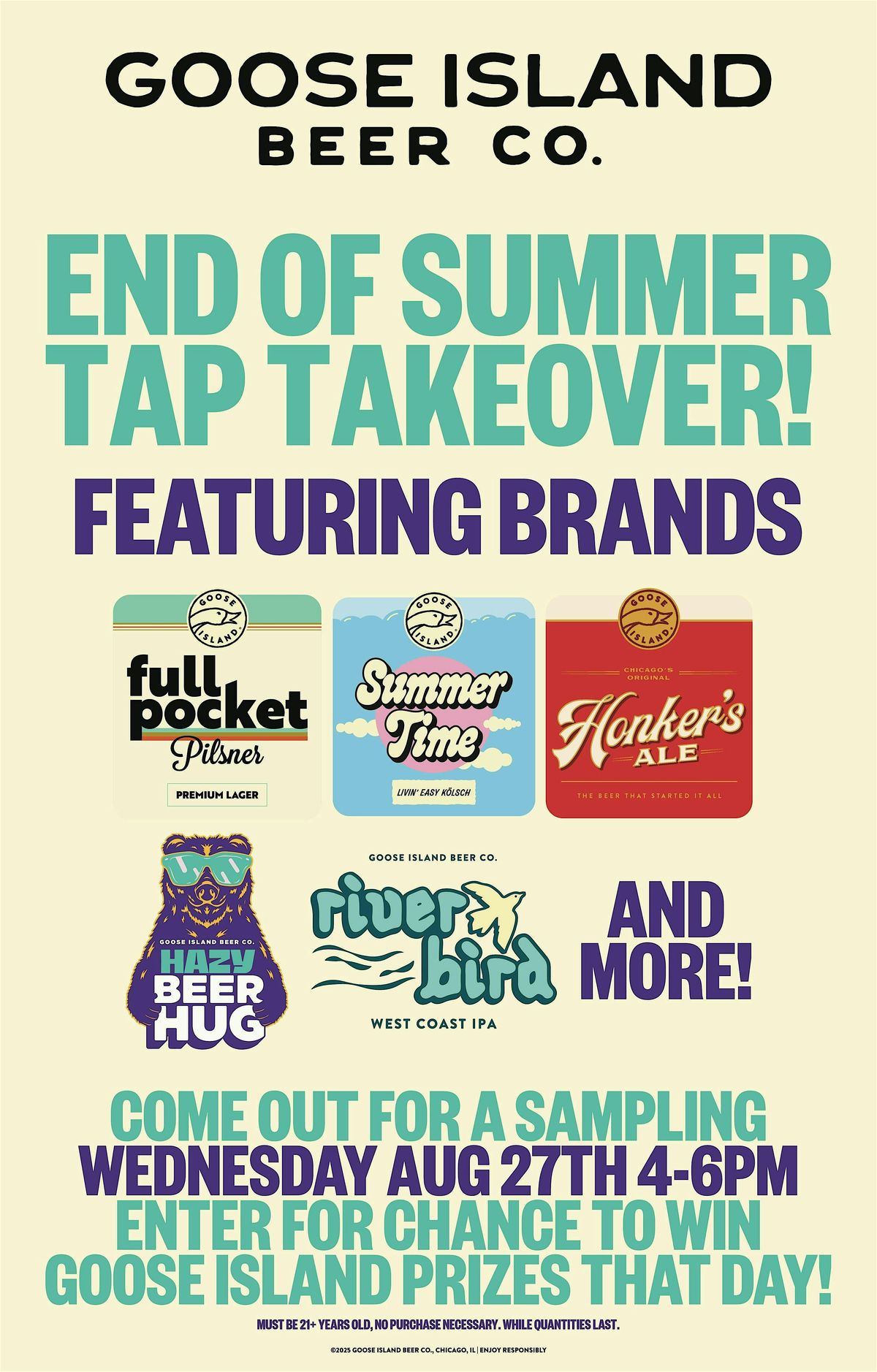 Goose Island End of Summer Tap Takeover, 27 August | Event in Chicago | AllEvents