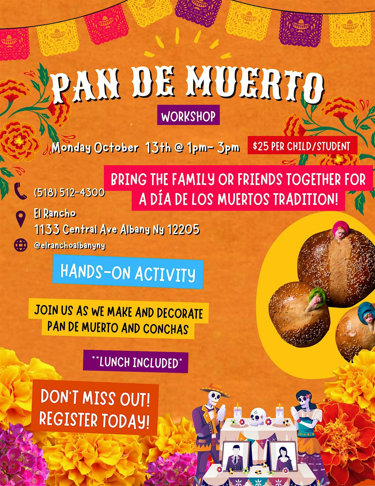 Pan de Muerto Workshop, 13 October | Event in Albany | AllEvents