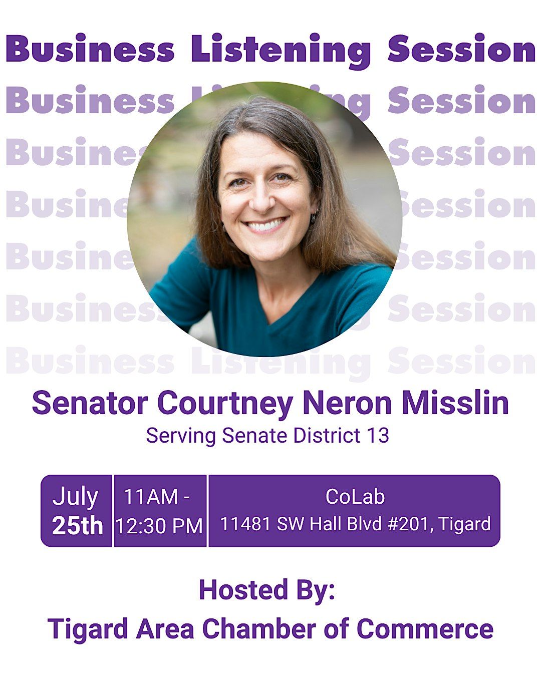 Business Listening Session With Senator Neron Misslin, 25 July | Event in Tigard | AllEvents