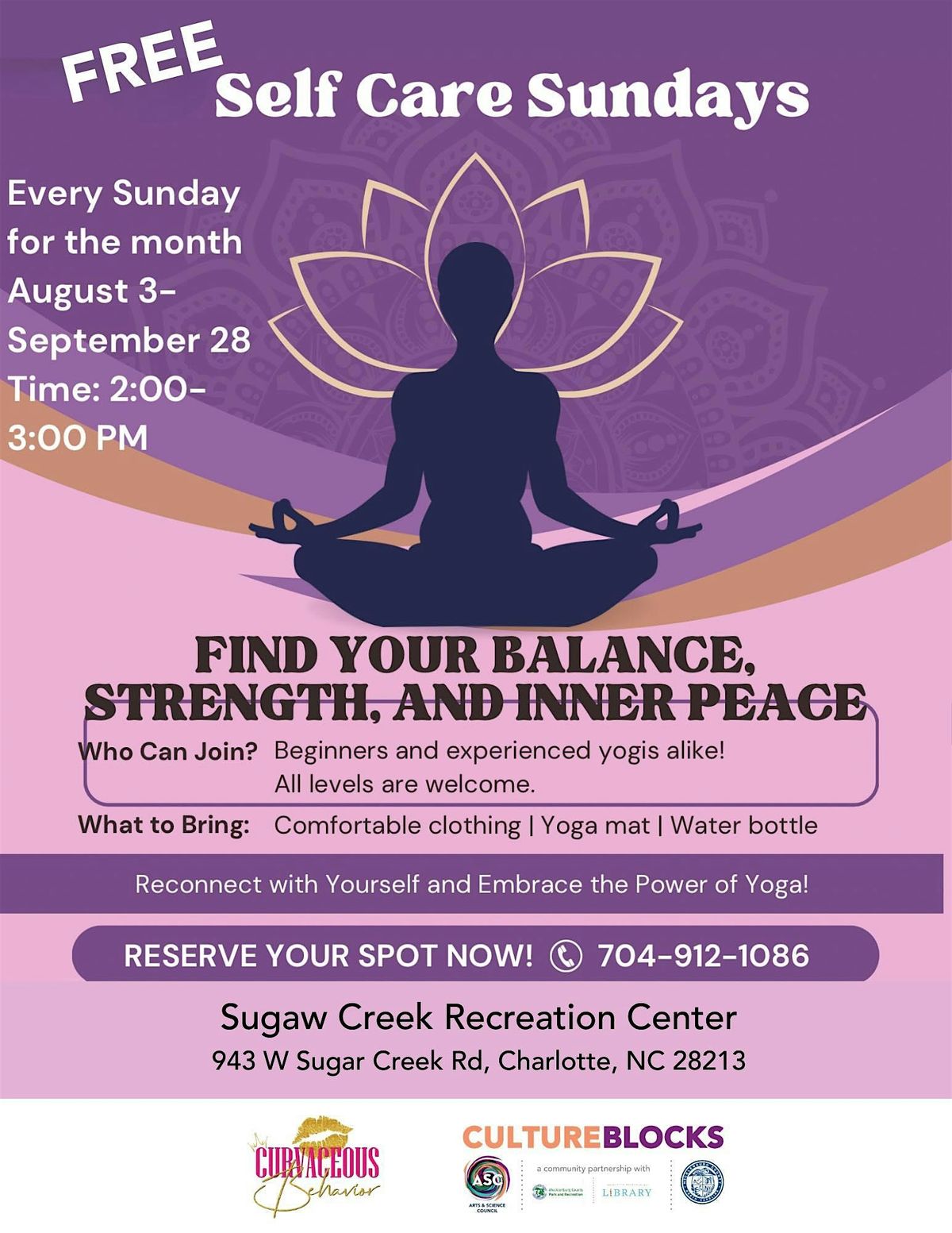 Self Care Sundays: Find Your Balance, Strength, And Inner Peace, 3 August | Event in Charlotte | AllEvents