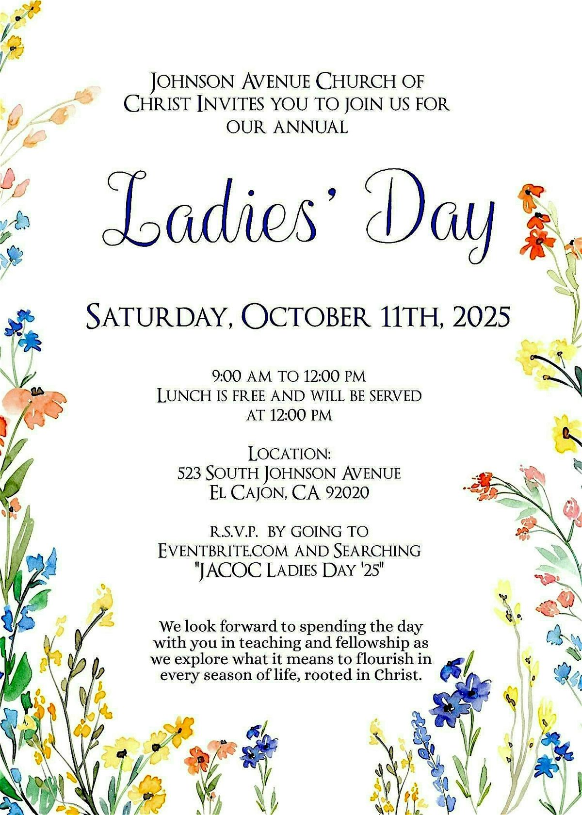 JACOC Ladies' Day '25: Flourish, 11 October | Event in El Cajon | AllEvents