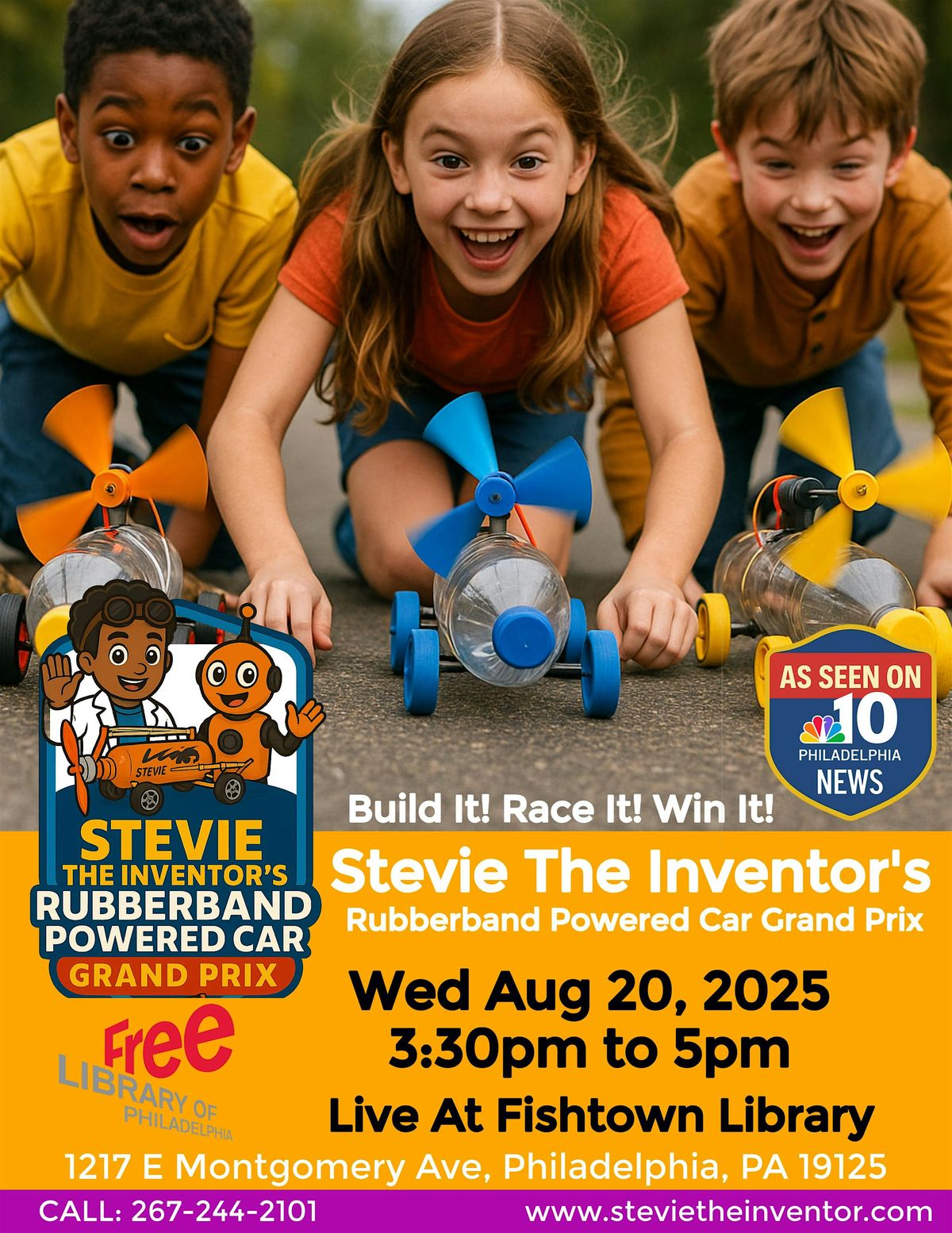 Stevie The Inventor's Rubberband Powered Car Grand Prix, 20 August | Event in Philadelphia | AllEvents
