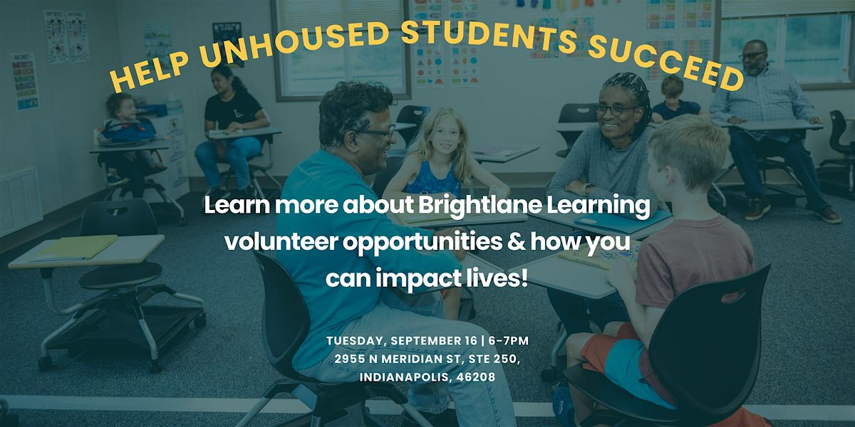 Get Involved: Volunteer Info Session with Brightlane Learning, 16 September | Event in Indianapolis | AllEvents