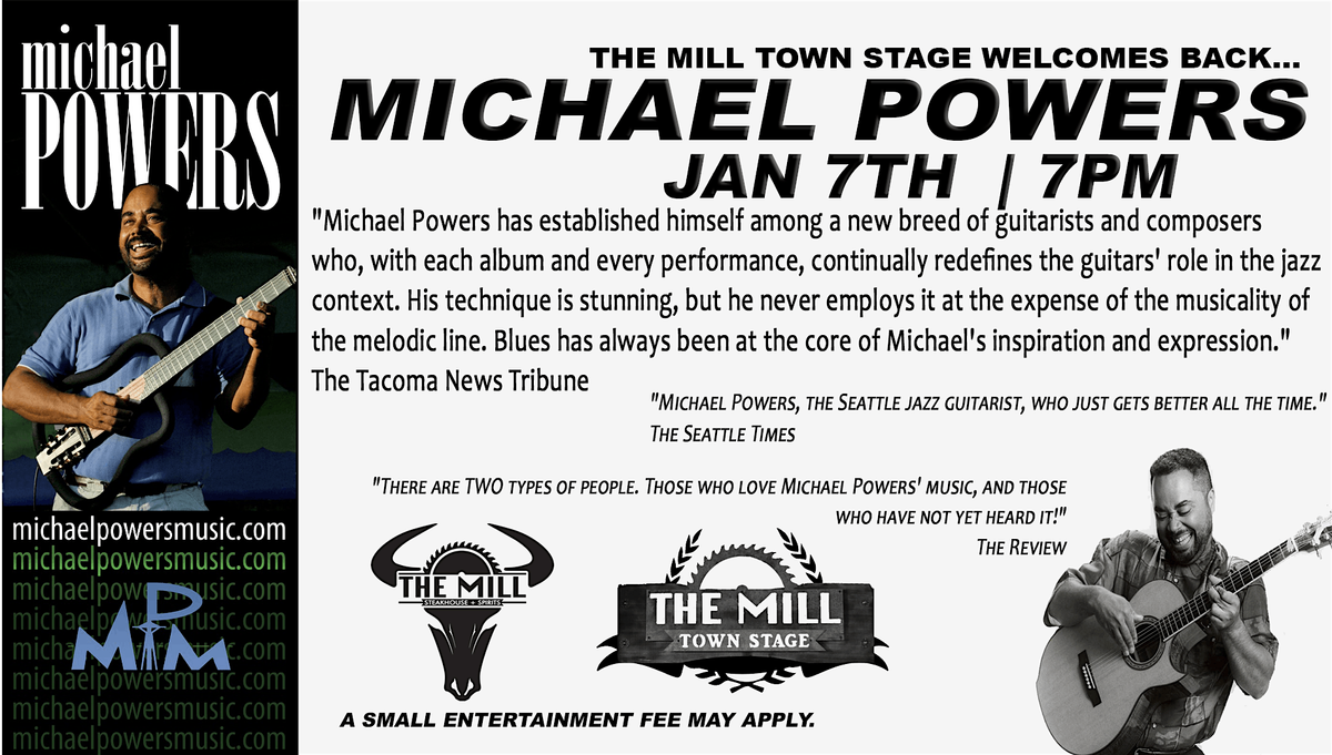 Michael Powers live on the Mill Town Stage, 7 January | Event in Milton | AllEvents