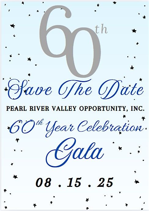 Pearl River Valley Opportunity, Inc. 60th Anniversary Gala, 15 August | Event in Hattiesburg | AllEvents