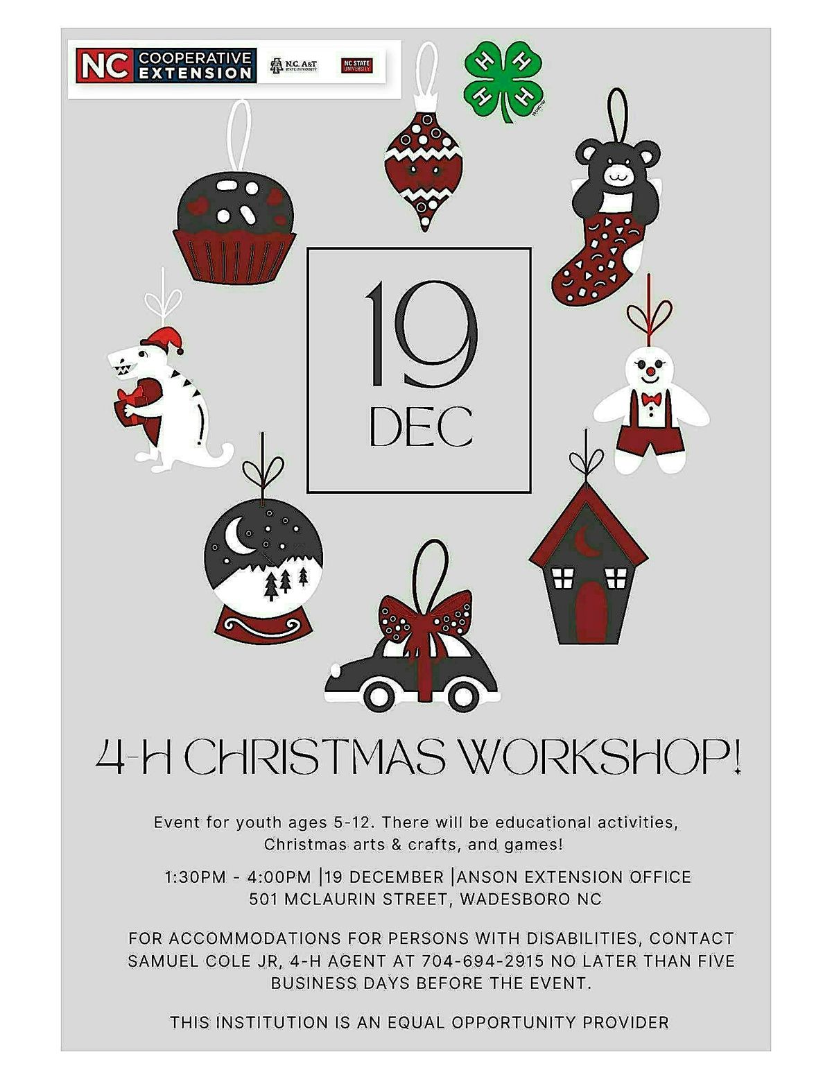 Anson County 4-H Christmas Workshop, 19 December | Event in Wadesboro | AllEvents