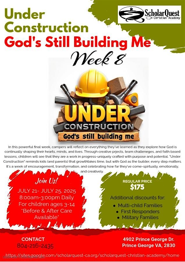Summer Camp: Week 8: God's Still Building Me, 21 July | Event in Prince George | AllEvents