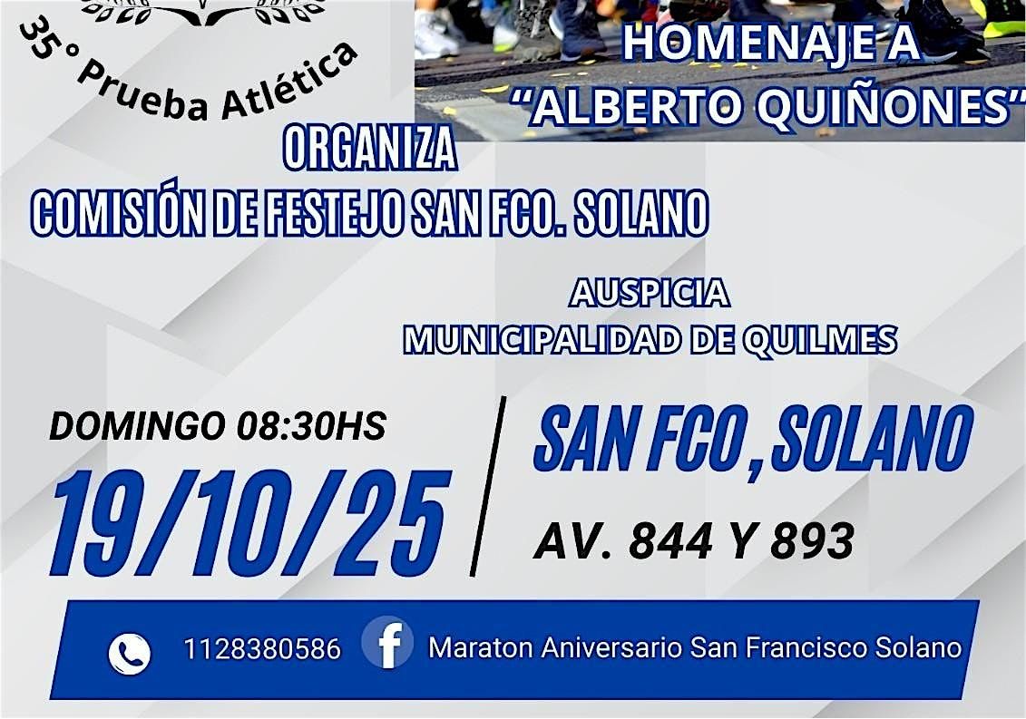 35° Maraton Aniversario Ciudad de San F. Solano, Calle 893 & Avenida 844,  San Francisco Solano, 19 October 2025 | AllEvents