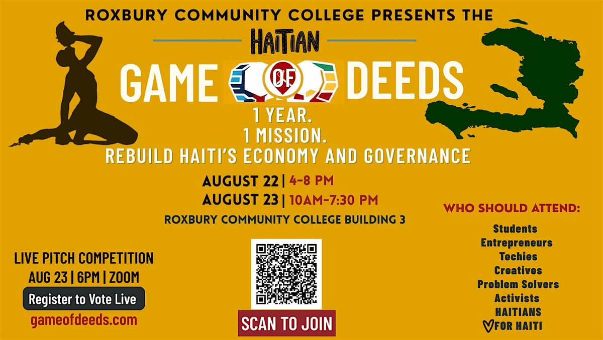Haiti Game of DEEDS: Game 1: Fertile Ground, 22 August | Event in Boston | AllEvents