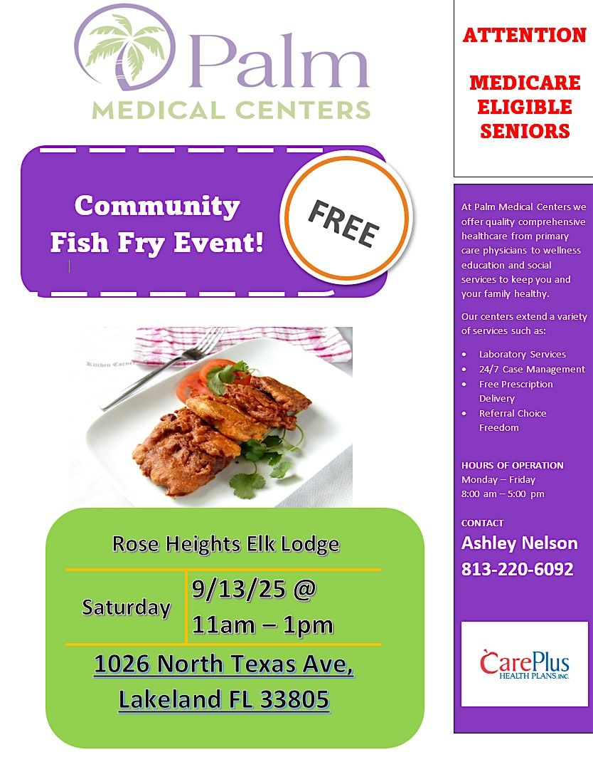 Community Fish Fry Event with Palm Medical Centers and Careplus, 13 September | Event in Lakeland | AllEvents