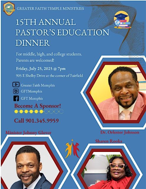15th Annual Pastor Education dinner, 25 July | Event in Memphis | AllEvents
