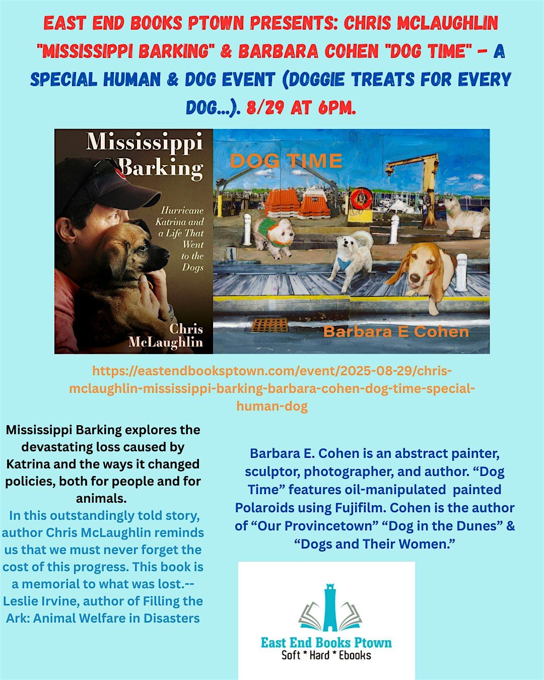 Chris McLaughlin "Mississippi Barking" & Barbara Cohen "Dog Time", 29 August | AllEvents