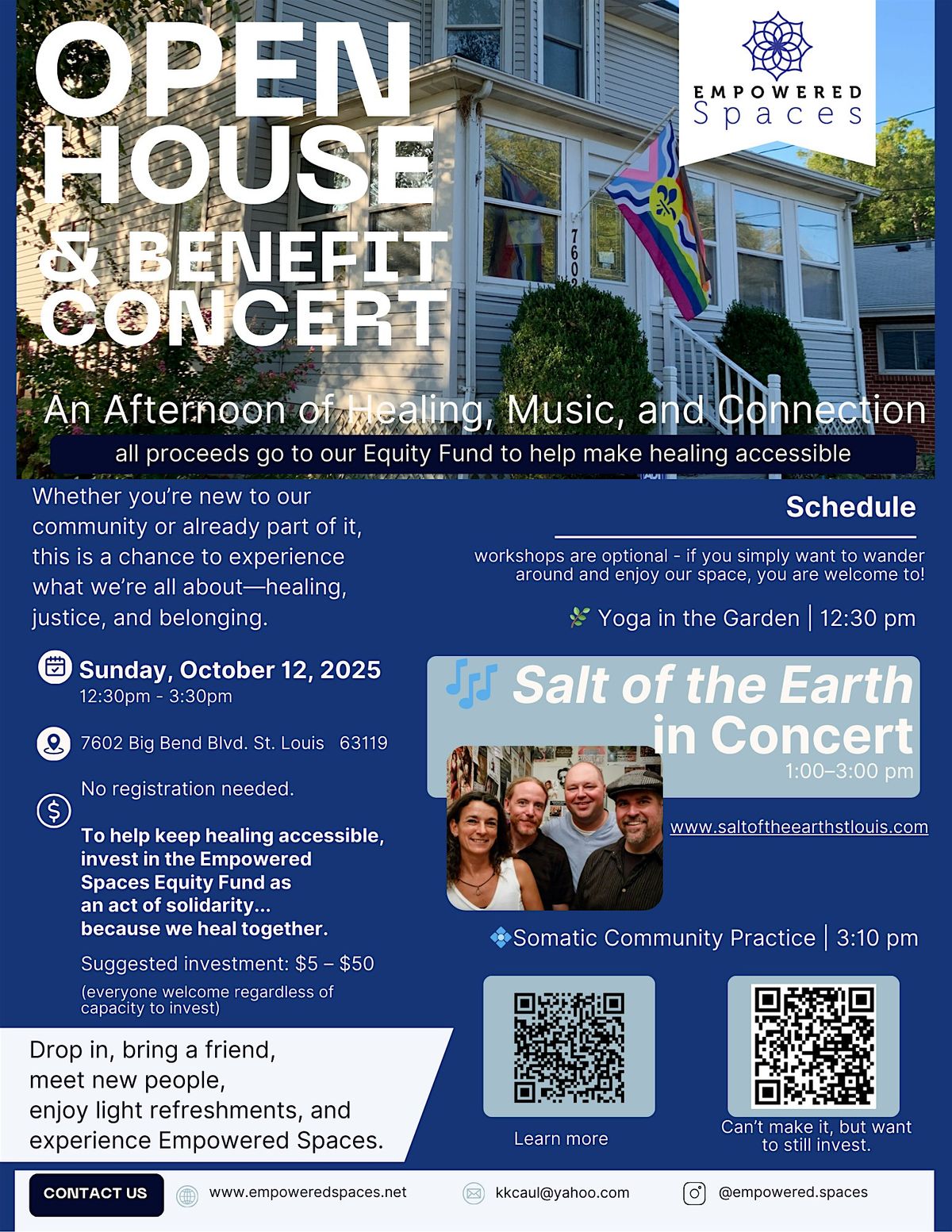 Empowered Spaces Open House & Benefit Concert with Salt Of The Earth, 12 October | Event in St. Louis