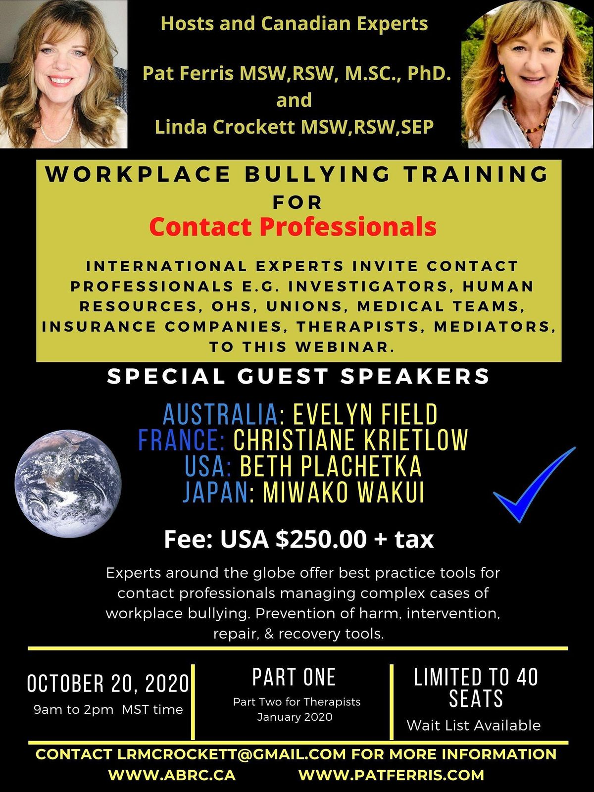 Workplace Bullying Training For Contact Professionals October 20 2020 