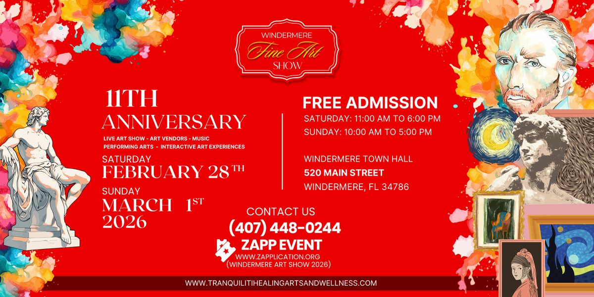 Windermere 11th Annual Art Show 2026 Sat/Sun Feb 28th-Mar 1st, 28 February | Event in Windermere | AllEvents