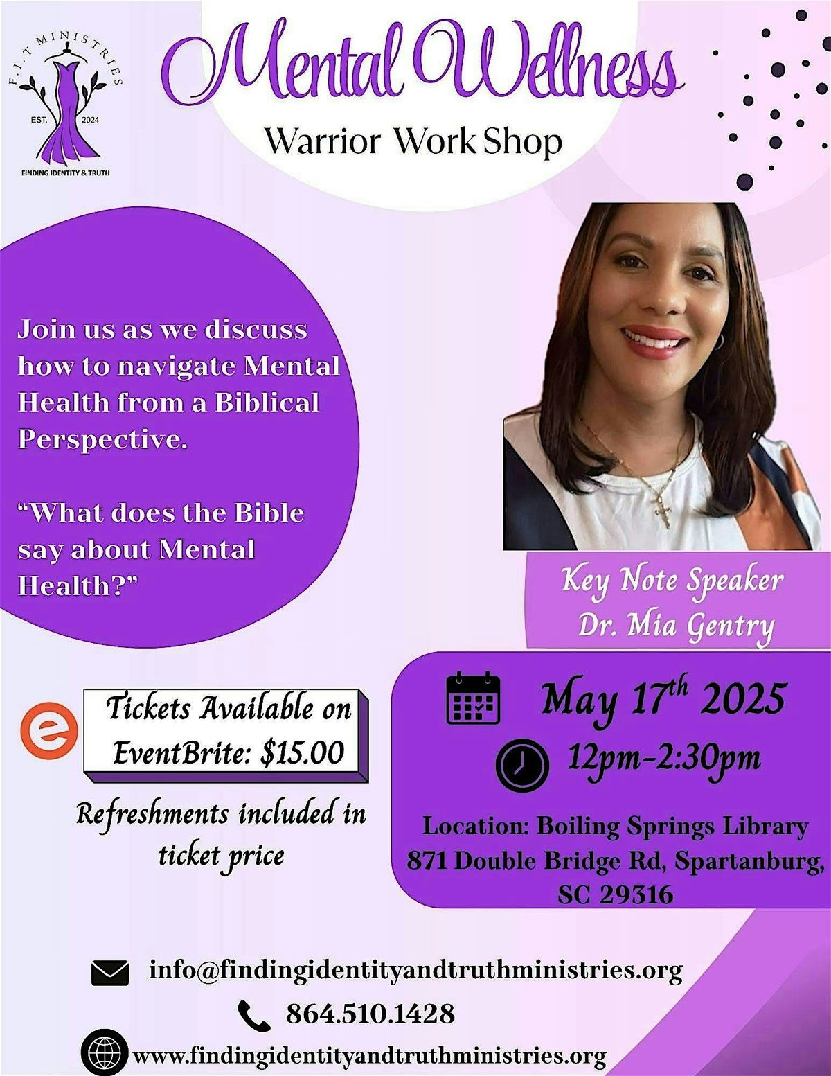 2nd Annual Mental Wellness Warrior Workshop, 17 May | Event in Spartanburg | AllEvents
