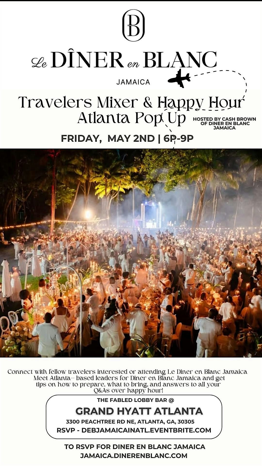 Diner en Blanc Jamaica Travellers Happy Hour Mixer in Atlanta, 2 May | Event in Atlanta | AllEvents