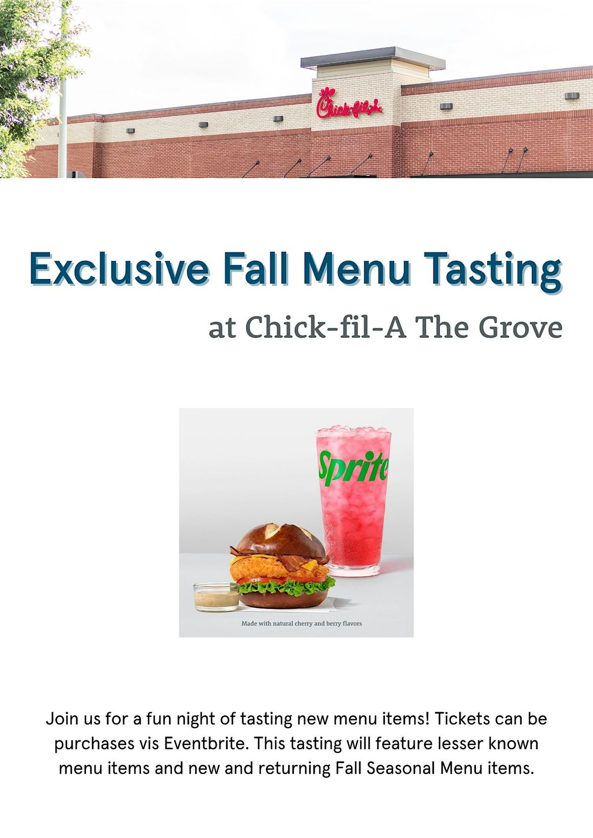 Exclusive Fall Menu Tasting at Chick-fil-A The Grove, 18 August | Event in Hoover | AllEvents