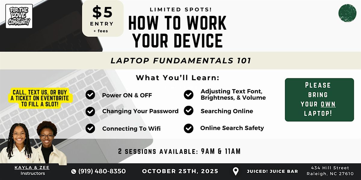 Laptop Fundamentals 101 - How to Work Your Device (Hands-On Workshop), 25 October | Event in Raleigh | AllEvents