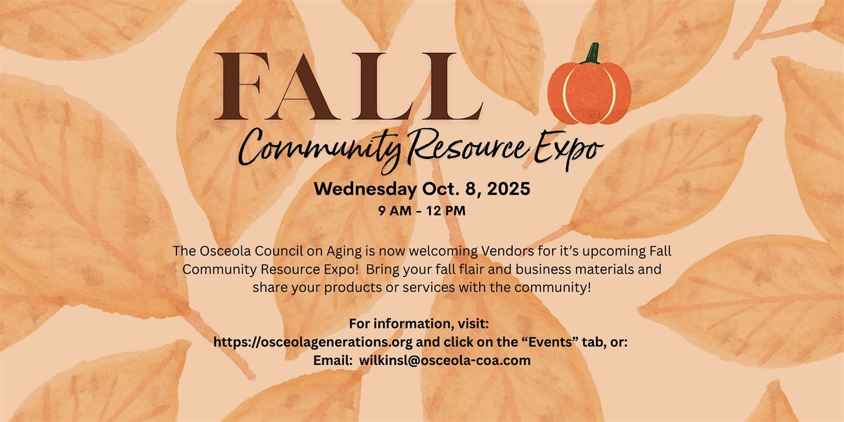 Osceola Council on Aging 2025 Fall Community Resource Expo, 8 October | Event in Kissimmee | AllEvents