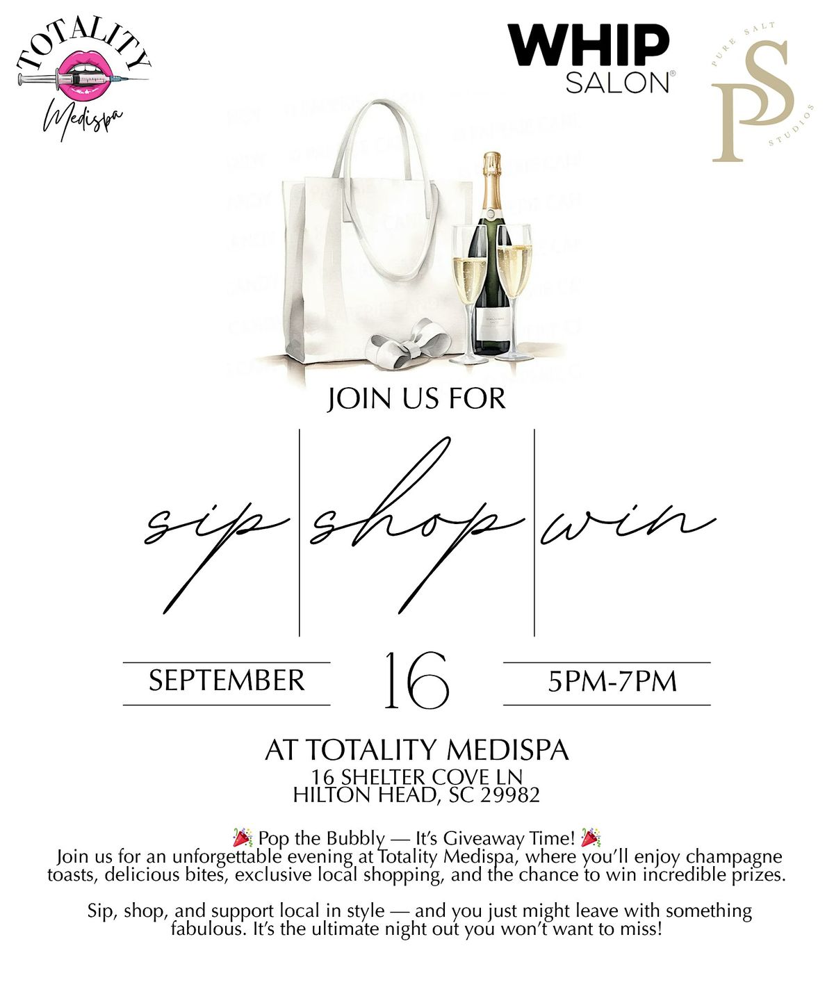 SIP, SHOP, AND WIN!, 16 September | Event in Hilton Head Island | AllEvents
