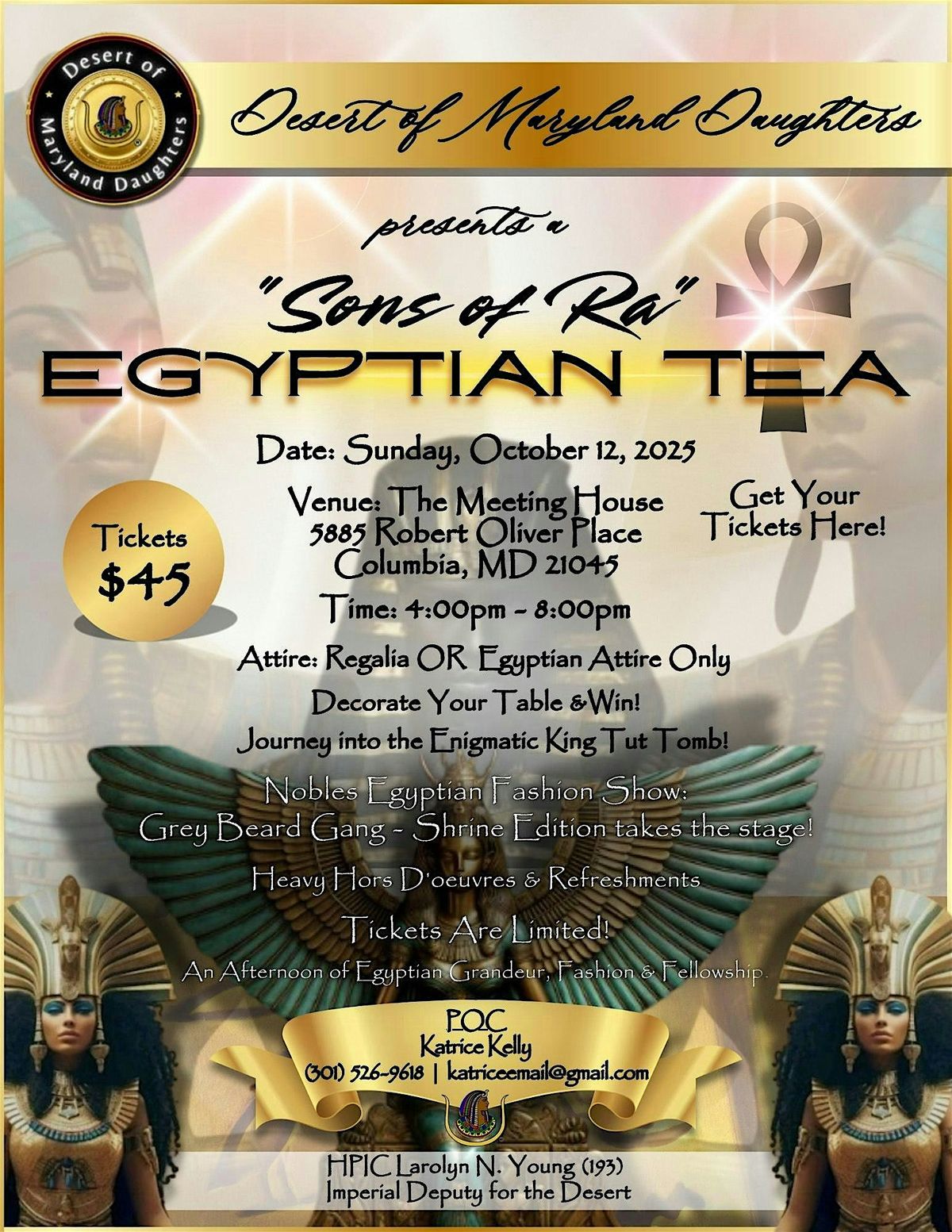 Sons of Ra Egyptian Tea – Hosted by the Desert of Maryland Daughters, 12 October | Event in Columbia | AllEvents