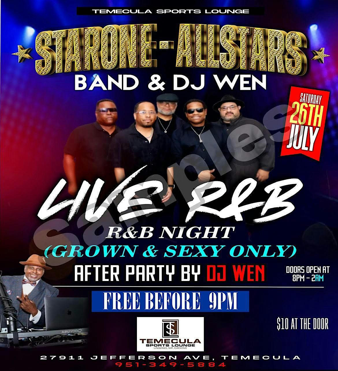 Copy of Strictly R&B Night with StarOne AllStar Band & DJ Wen, 25 August | Event in Temecula | AllEvents