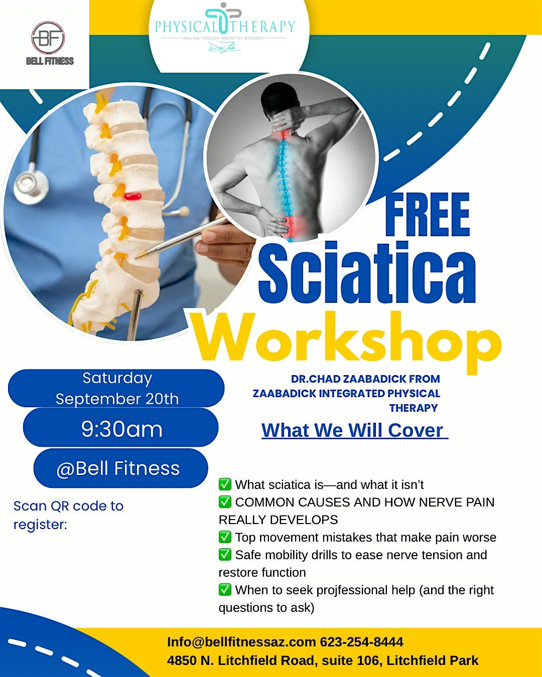 Sciatica workshop with Dr. Zaabadick, 20 September | Event in Litchfield Park | AllEvents