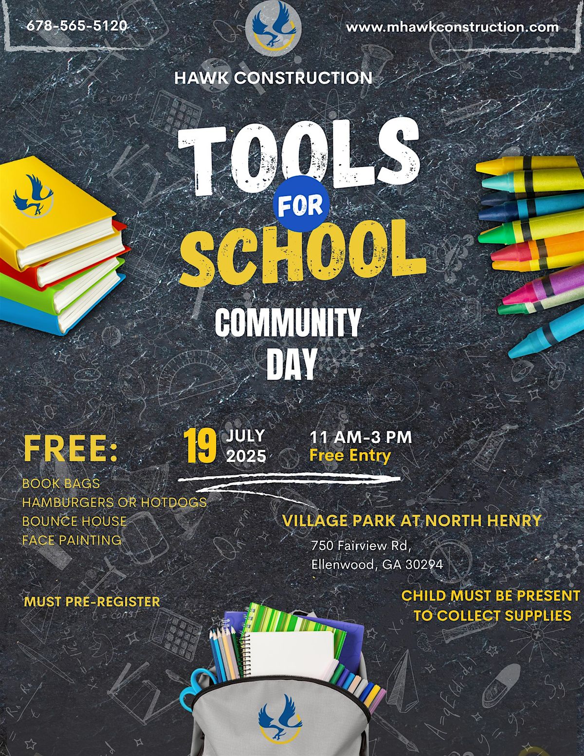 Hawk Construction's Tools for School Community Day, 19 July | Event in Ellenwood | AllEvents