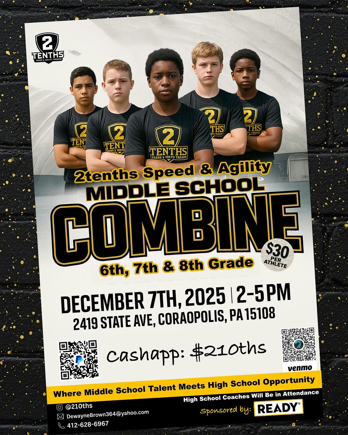 2Tenths Speed & Agility Middle School Combine, 7 December | Event in Coraopolis | AllEvents