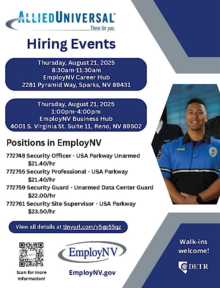 Allied Universal Hiring Event, 21 August | Event in Reno | AllEvents