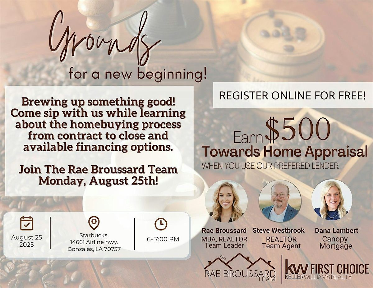 Grounds for a New Beginning Home Buyer Seminar, 25 August | Event in Gonzales | AllEvents