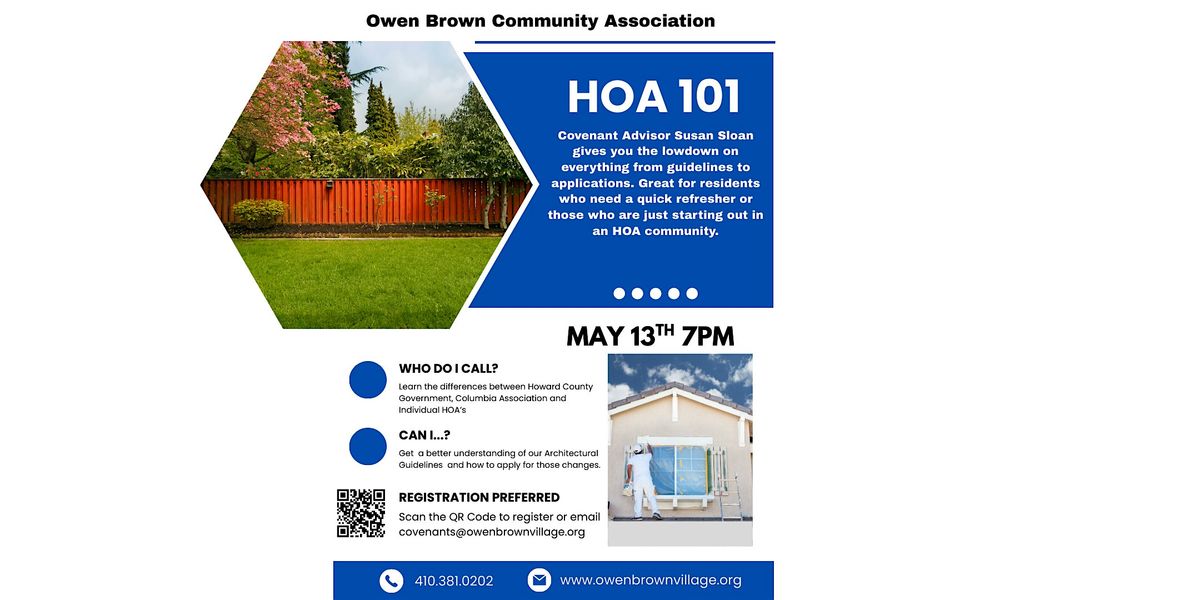 HOA 101, 13 May | Event in Columbia | AllEvents