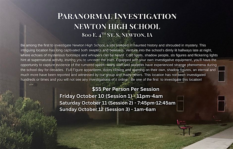 Paranormal Investigation - Friday October 10 (Session 1), 10 October | Event in Newton | AllEvents