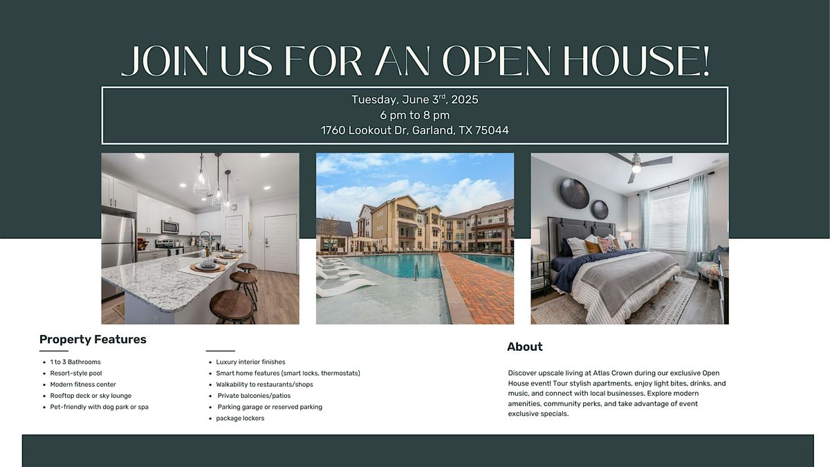 ✨Atlas Crown Open House | Hosted by  Apartment Bestie Tay✨, 3 June | Event in Garland | AllEvents