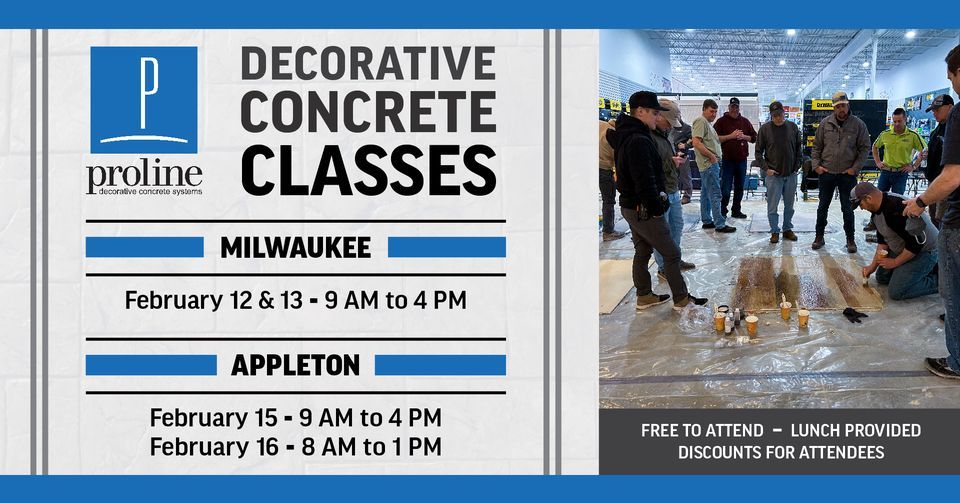 Proline Decorative Concrete Classes, Farrell Equipment & Supply, Eau