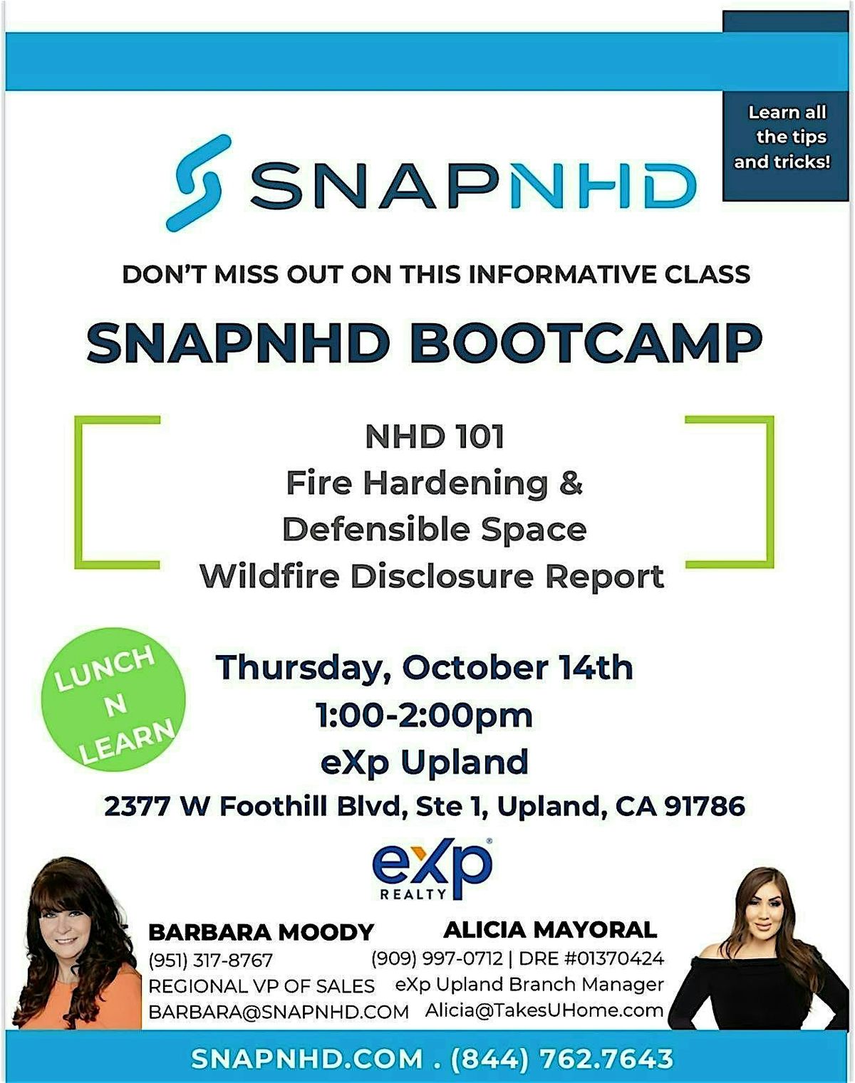 Lunch N' Learn (Snap NHD Bootcamp, 14 October | Event in Upland | AllEvents