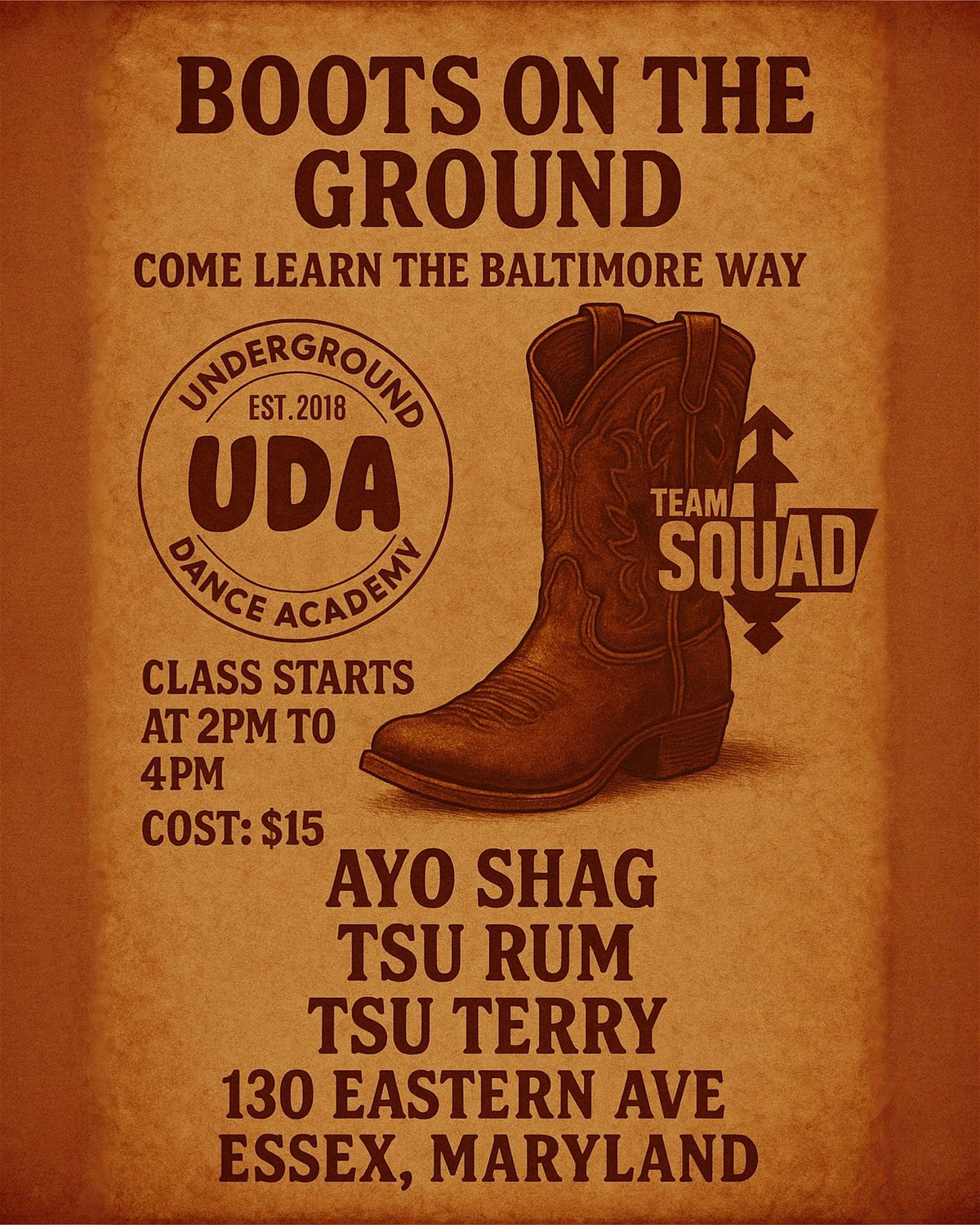 Boots On the Ground The Baltimore way dance class, 31 May | Event in Essex | AllEvents