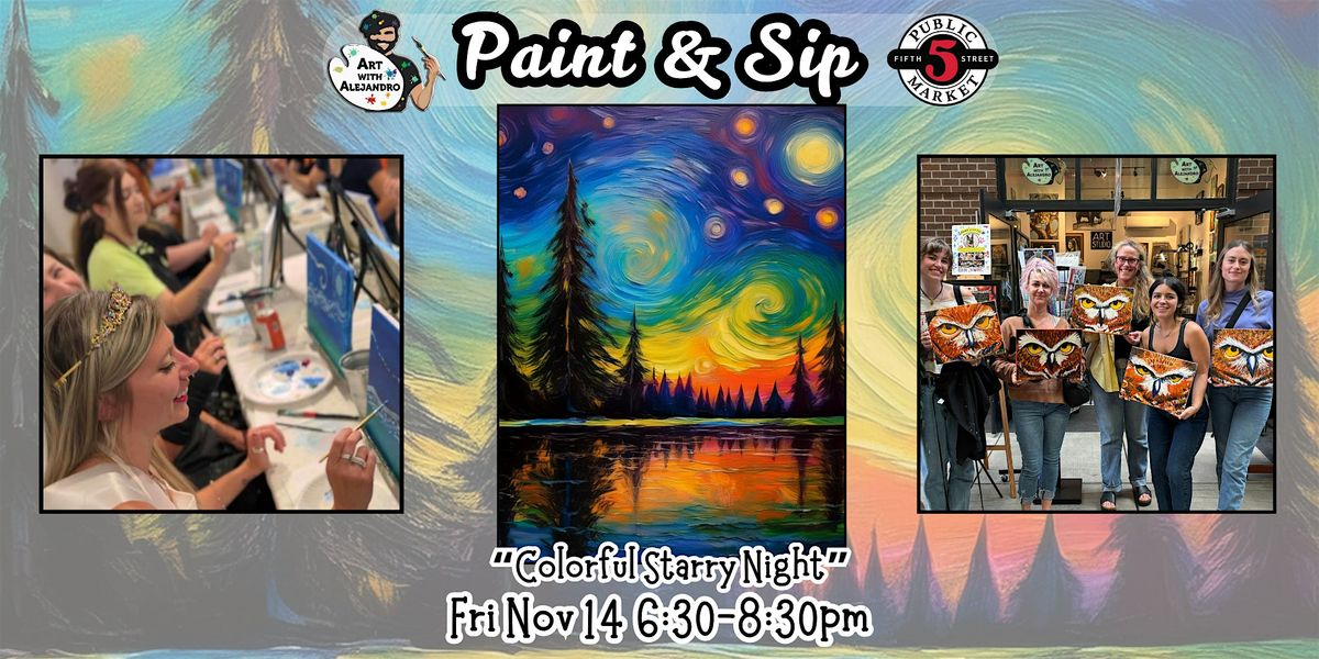Paint & Sip at 5th St Alley “Colorful Starry Night” | Event in Eugene | AllEvents