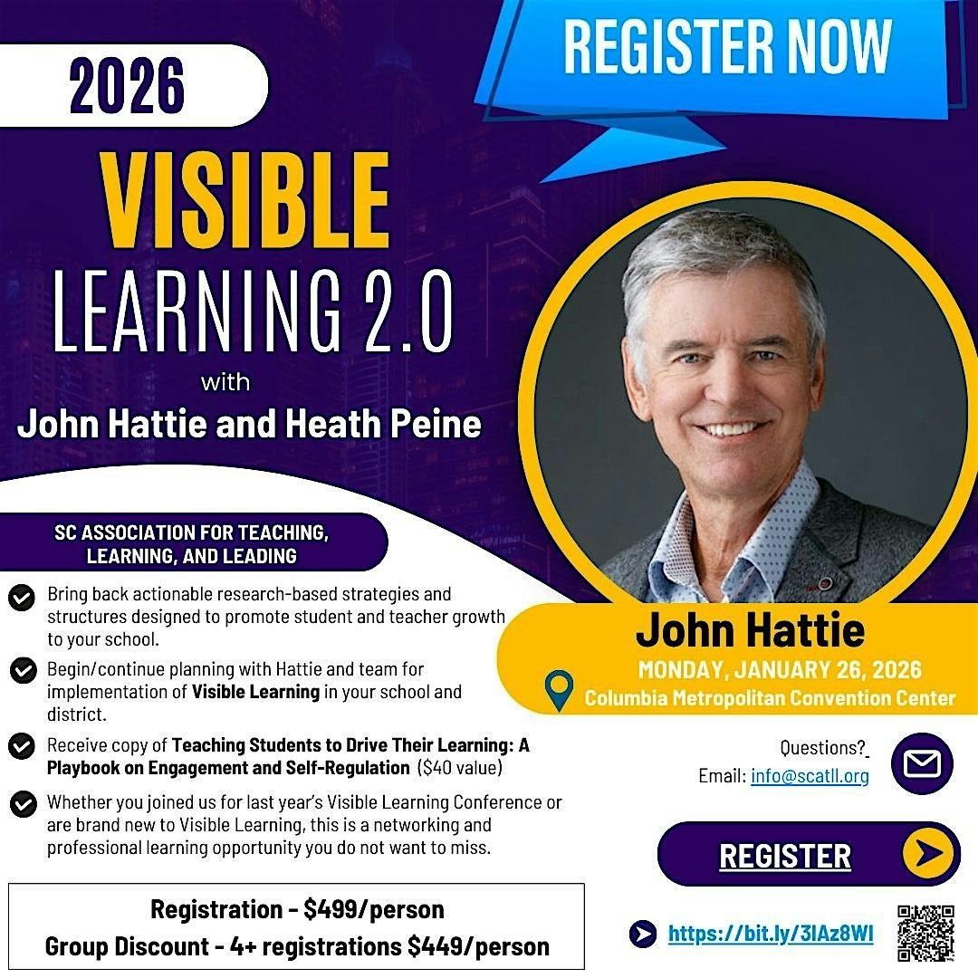 Visible Learning 2.0 with John Hattie & Heath Peine, 26 January | Event in Columbia | AllEvents