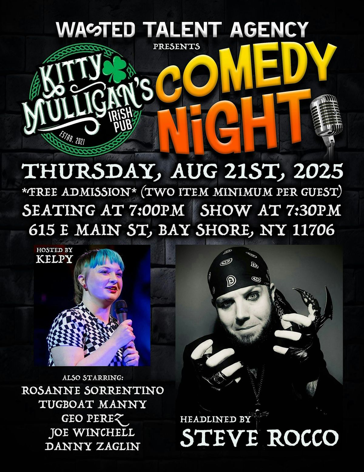 FREE COMEDY SHOW at KITTY MULLIGAN'S IRISH PUB in BAY SHORE, NY, 21 August | Event in Bay Shore | AllEvents